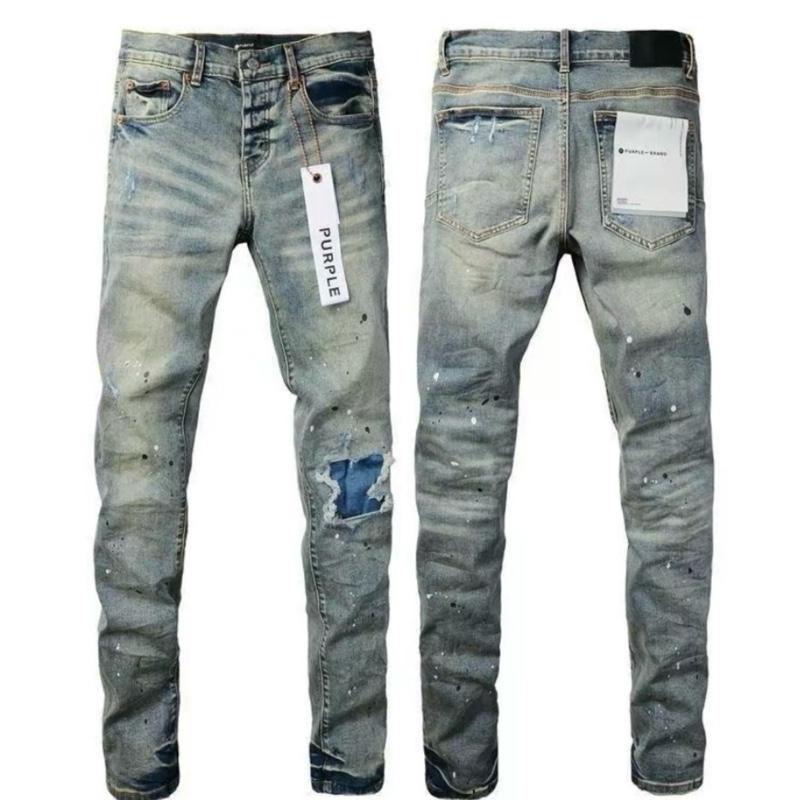 HuaHua'shop Purple Jeans Men's Jeans Casual Comfort Holes Fashionable Straight Skinny Slim Fit Jeans, Ripped Stretch Jeans Denim Pants Streetwear