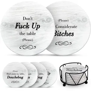 Funny Coasters -  Funny Housewarming Gifts - Perfect White Elephant Gift - Unique Gifts for Women Men - Cool Friend Gifts - Secret Santa Gifts - Gag Gifts - Couples Gifts -Birthday