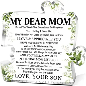 Gifts for Mom from Son,Unique Gifts for Mom Thanksgiving Christmas,Love And Appreciate You My Dear Mom Sign Acrylic Puzzle Piece Plaque