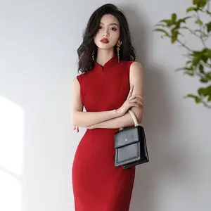 Chinese Red Simple Temperament Dress