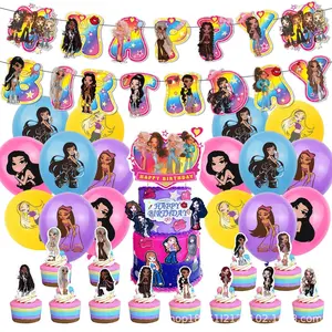 Bratz Birthday Theme Party Decoration Layout Banner Cake Flag Balloon Set