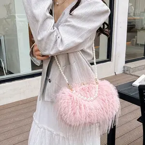 Small Fuzzy Evening Clutch - Faux Fur Fluffy Feather Shoulder Purse - Perfect for Wedding Party, Prom, Banquet and Other Occasions, Plus Anniversaries, Christmas, Valentine'S Day Gift