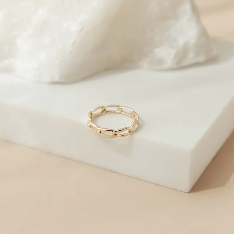 Link Ring by Caitlyn Minimalist - 18K Gold & Silver Plated Chain Ring - Geometric Stacking Ring - Minimalist Jewelry - GIft for Her