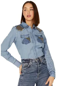 Kimes Ranch Women's Kc Patched Denim Western Shirt - S22-111609