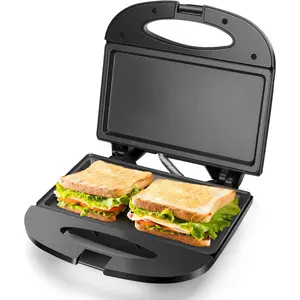 Sandwich Maker with Non-stick Deep Grid Surface for Egg, Ham, Steaks Compact Electric Grill Tostadora de Pan Black, ETL Certificated, Roy Cast Aluminum Griddle Ceramic Griddle