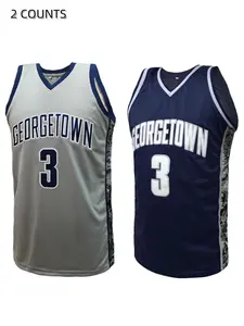 Men's Georgetown #3 Basketball Jersey, Breathable Comfortable Basketball Jersey, Basketball Clothing for Outdoor Activities & Training, Sports Jersey