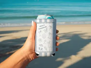Personalized Bridal Koozie | Bachelorette & Bridal Shower Beach Party Striped Foam Koozie