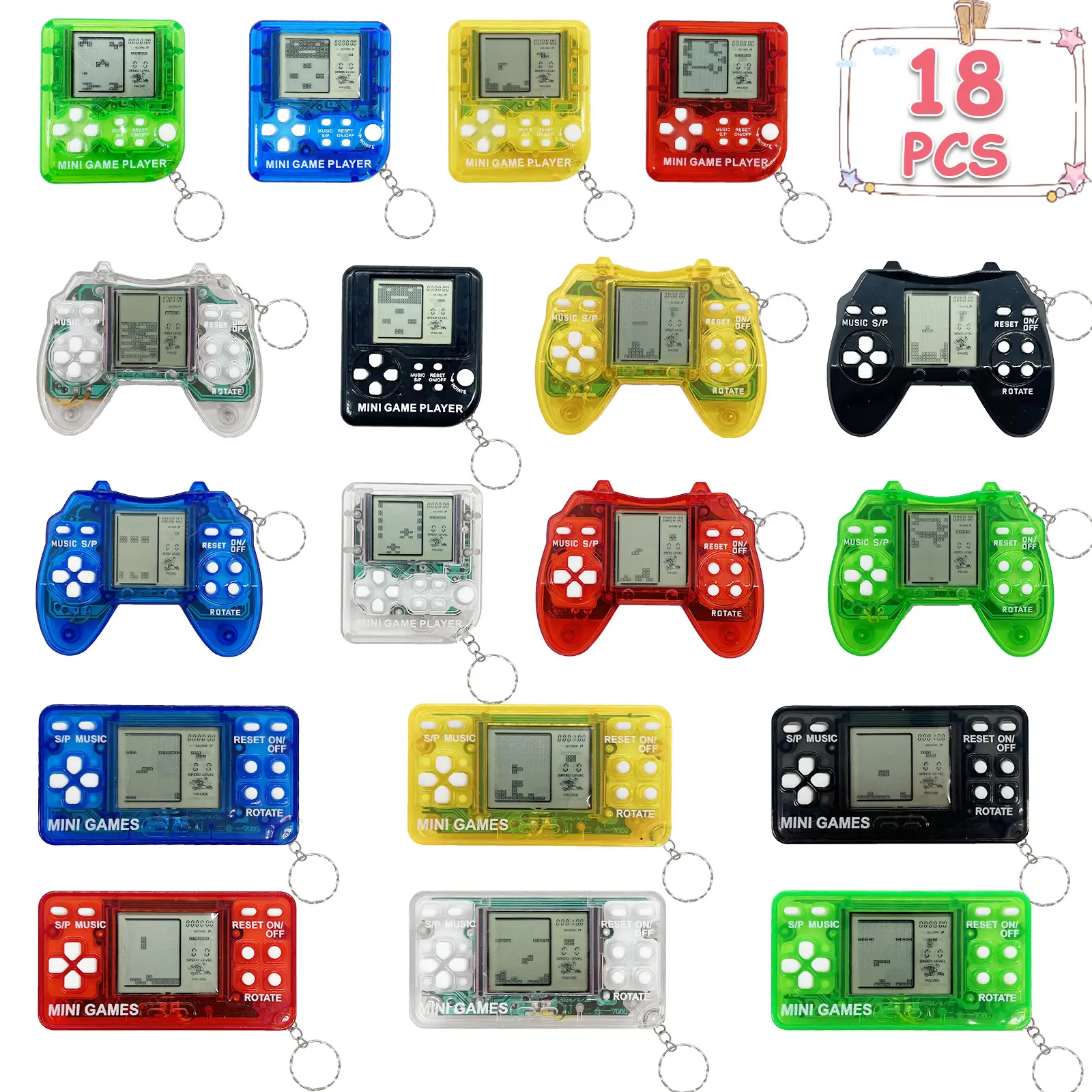 18Pcs Video Game Party Favors for Kids,Mini Game Keychain for Kids Boys Birthday Supplies Gaming Party Favors Classroom Prizes