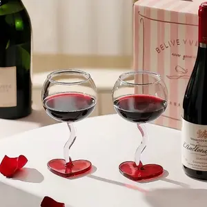 Elegant Heart Shaped Base Clear Glass Highball Tumbler, Food Grade BPA Free Lead & Cadmium Free Shatter-Resistant Heat Resistant Reusable Drinking Cup, Dishwasher Safe for Champagne Wine Cocktail, Ideal Wedding Valentine's Day Gift for Couples Home