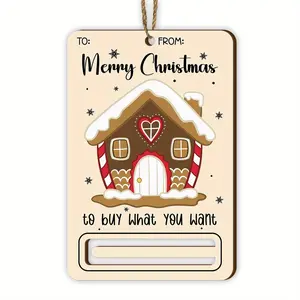 Wooden Christmas Money Holder, 1 Count Gingerbread House Design DIY Christmas Tree Ornament, Money Clip, Holiday Decorations, Perfect for Tree & Home