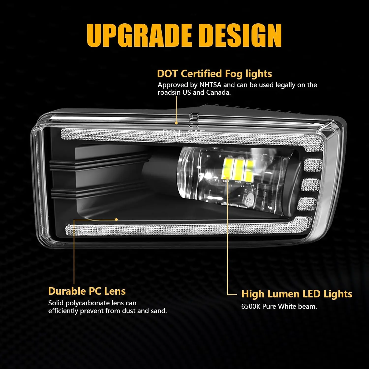 LED Fog Lights with Day Running Light & Amber Turn Signal for 2007-2015 Chevy Silverado, Suburban, Tahoe, Avalanche Pickup Truck - Plug-and-Play, IP67 Waterproof, 6500K Pure White Beam, DOT Certified, High Lumen