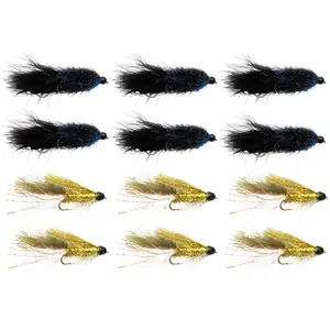 Floating Feather Supply Sparkle Minnow Fly – Gold & Black Baitfish Streamer Size 4-8