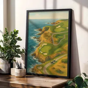 Pebble Beach Golf Course Tiny Golfers Print, Minimalist People Art, Golfer Dad Gift, Unique Modern Poster, Golf Sport Room Decor Decoration