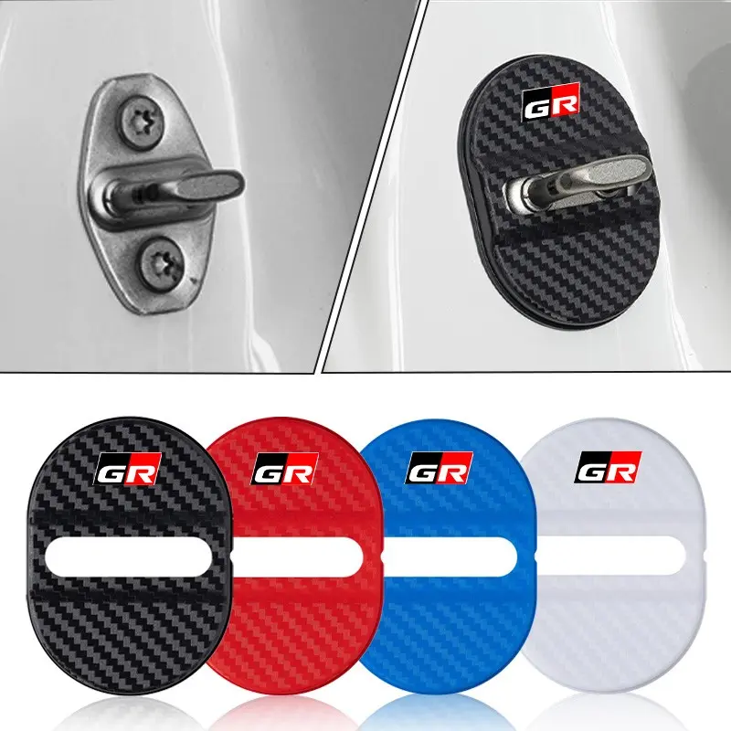 4Pcs Car Door Lock Protective Cover Plastic Anti Rust Sleeve Cushion, Automotive Vehicle Accessory, Car Accessories, for Toyota GR RAV4 Crown Hilux Fortuner Corolla Camry Yaris Venza Car Decorations