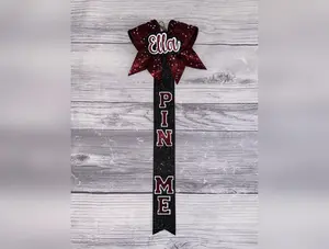 Maroon Rhinestone Cheer Pin Me Ribbon