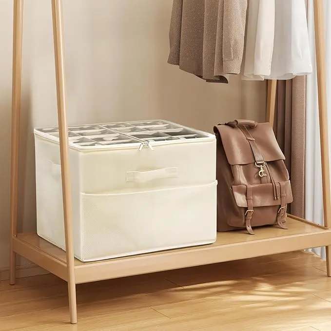 Transparent Dustproof Wardrobe Shoe Storage Box Organiser - Compact, Customizable Adjustable Divider Panel, Reinforced Handles, Foldable Design for Organized Space-Saving Storage, Multifunctional, Optimizes Wardrobe Space