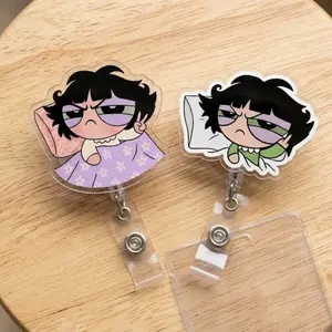 Powerpuff Girls Badge Reel, Buttercup Girl Power ID Card Holder, Cute Sleeping Buttercup Belt Clip , Cartoon Character Holder
