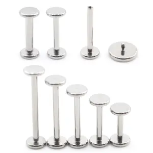 1PC Titanium Internally Threaded Flat Anodized Labret Lip Stud Ring Ear Tragus Cartilage Barbell Earrings Body Piercing Jewelry
