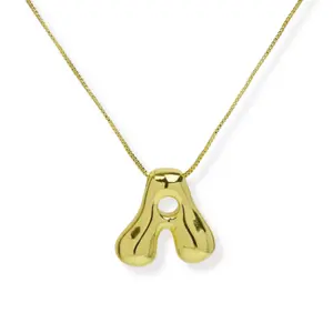 Harper Ray Groovy Initial Pendant Necklace with Gold and Silver Finish Statement Necklace
