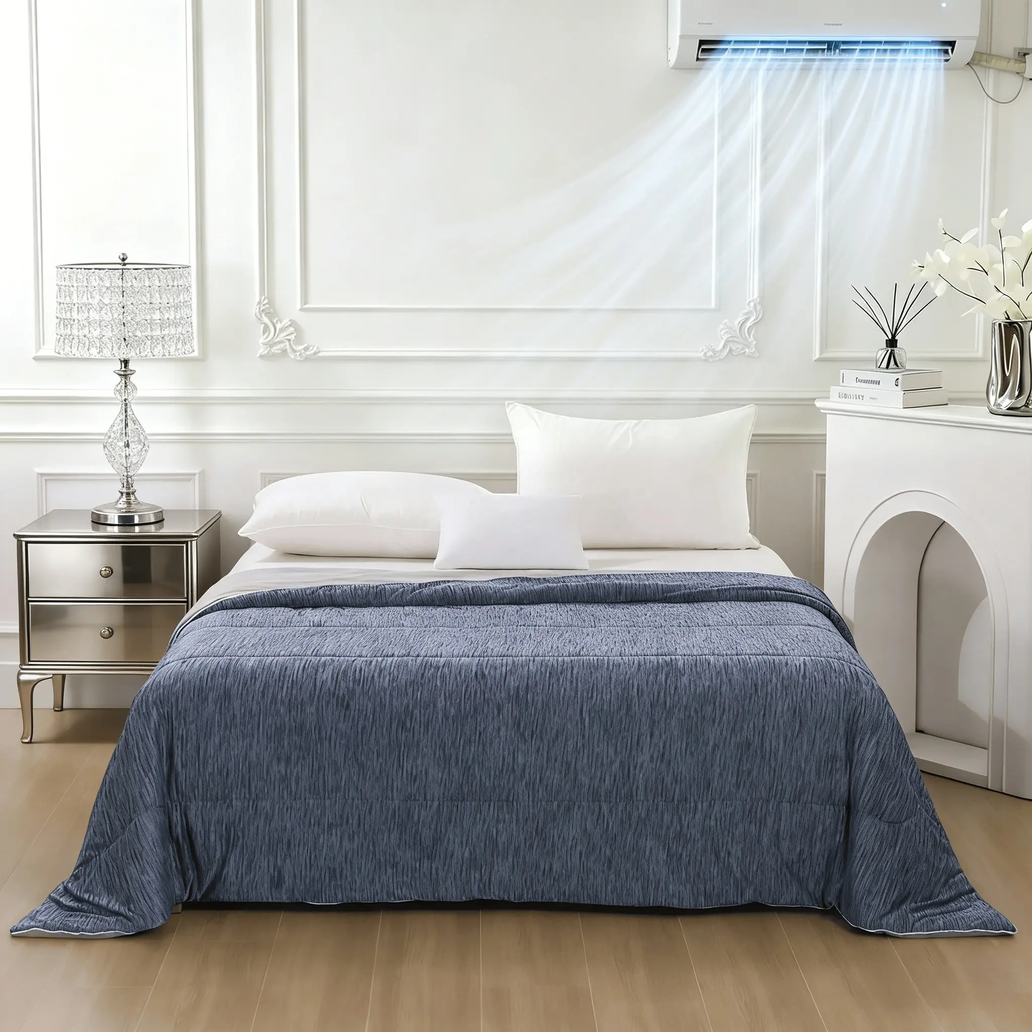 Luxury Cooling Summer Quilt, Breathable Ultra-Soft Lightweight Air Conditioning Blanket, Hotel Quality Skin-Friendly Washable Bedspread for Bedroom Decoration