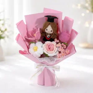 Handmade Crochet Graduation Bouquet with Amigurumi Doll – Unique Flower Gift for Her, Custom Graduation Keepsake 2026