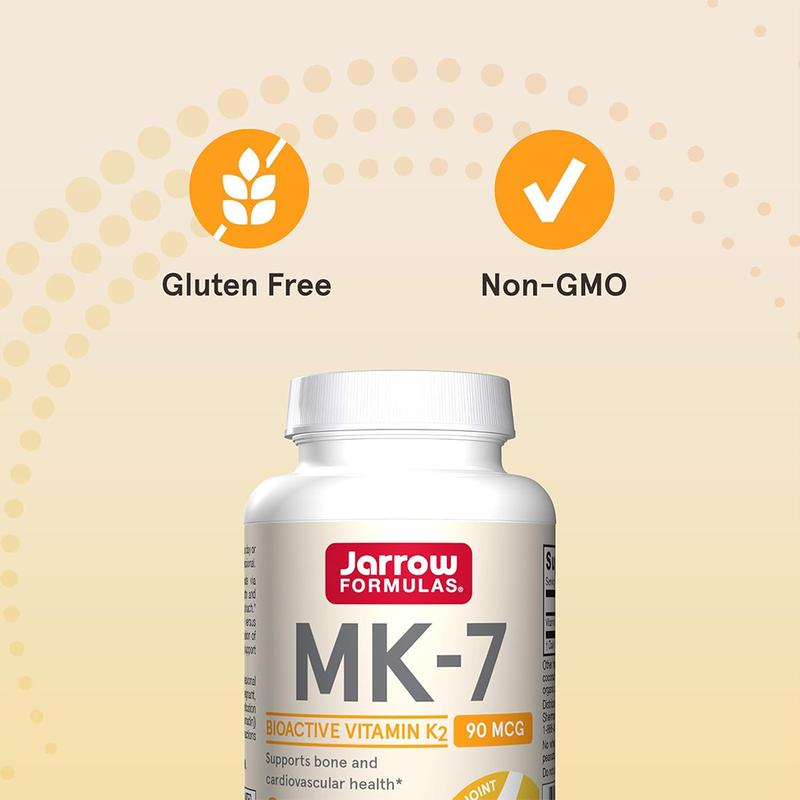 Jarrow Formulas MK-7 90 mcg - Bioactive Form of Vitamin K2 - 90 Servings (Softgels) - For Bone & Cardiovascular Health - Vitamin K2 MK-7 Dietary Supplement - K2 Vitamin Supplement MK-7 - Gluten Free
