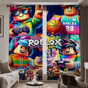 Roblox Curtain Set, Kids' Virtual World Love, Living Room Bedroom Balcony Kitchen Shower Window Decor, Elegant, Home Decoration Curtain