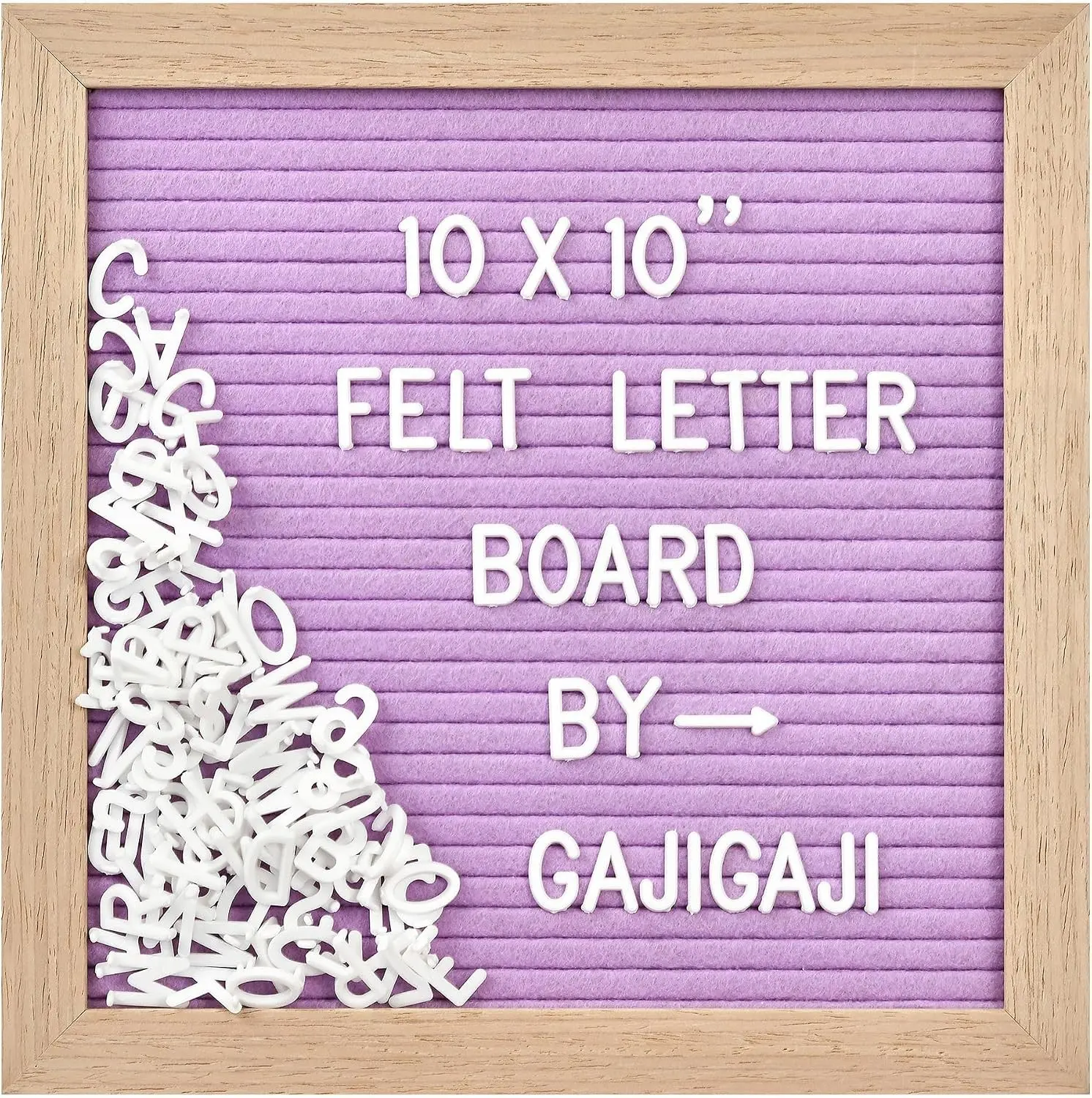 Felt Letter Board with 294 Letters, Numbers, Symbols - 10x10 inch Changeable Message Board with Wooden Frame Wall Mount(Purple)