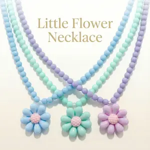 6pcs Colorful Beaded Flower Necklace Set, Macaron Sweet Princess Style, Cute Versatile Jewelry for Daily Wear, Party Gifts