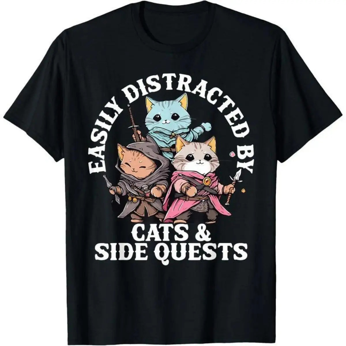 Easily Distracted By Cats And Side Quests T-Shirt