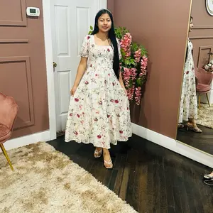 Spring Dress - Casual Floral Print Women's Dress for Everyday Wear - Womenswear