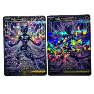 Mega Mewtwo ex Fractal Glass OR Bubble Holo Pattern! Standard Size and English Back Ships PROTECTED and Shipping Combines