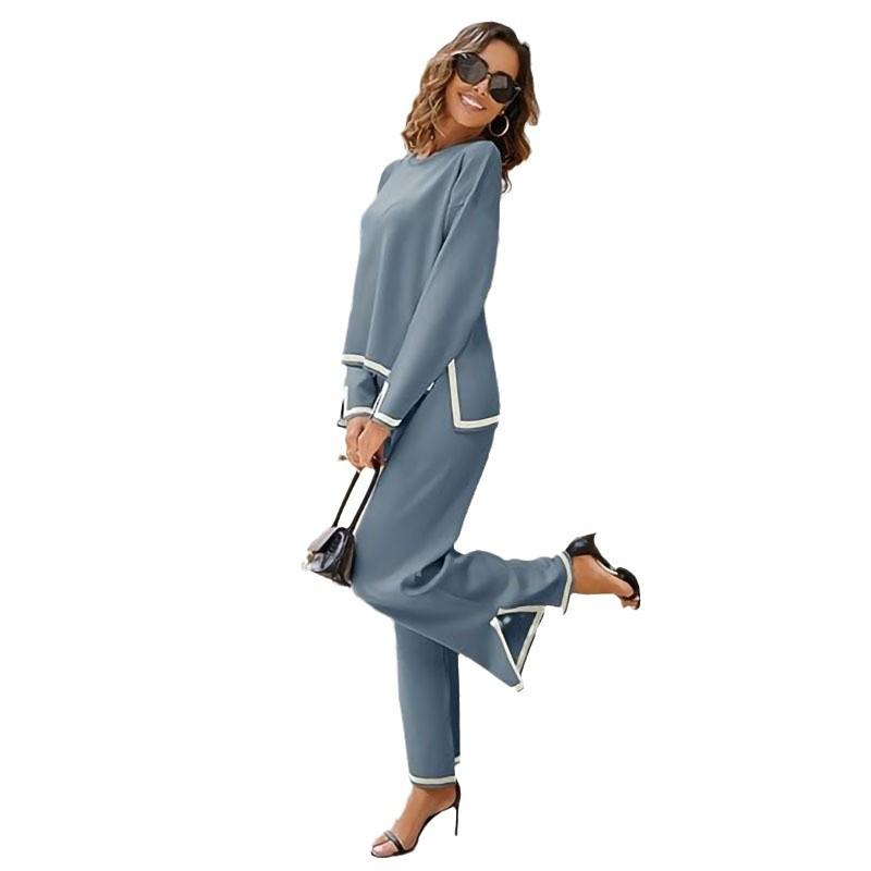 Women’s 2 Piece Sweater Sets Long Sleeve Knit Pullover and Wide Leg Pants Tracksuit for Stylish Lounge WearGift