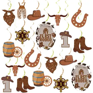 Cowboy Party Decorations My First Rodeo Birthday Party for Boy Supplies Western Theme Party Supplies Hanging Swirls Foil Cowgirl Birthday Decorations for Wild West Farm Country Party