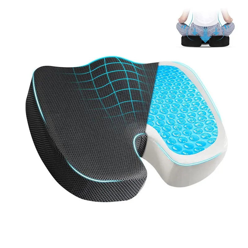 Memory Foam Gel Cushion, Office Chair Cushions for Sciatica & Tailbone Pain Relief,  Driving, Ergonomic U-Shape Chair Seat, Memory Foam Butt Pillow for Office Chair, Computer Desk, Wheelchair