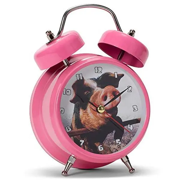 Wacky Wakers Pig Bedside Tabletop Alarm Sound Clock, Fun Animal-Themed Wake Up Clock with Pig Sounds, Decorative Desk & Nightstand Clock for Kids, Bedroom, Nursery, Home Office, Battery Operated Novelty Timepiece Gift