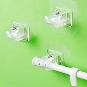 8pc Adjustable Curtain Rod Holders - No-Drill, Easy Install, Versatile Telescopic Rod Brackets Curtain Stand for Home Shower Curtain & Towel Hanging