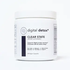CLEAR STATE Digital Detox Eye Health and Screen Recovery Support - L-Theanine, GABA, 5-HTP, Lutein and Zeaxanthin Supplement, Astaxanthin, Bilberry, B12 - Vegan Meltonin Free Eye Vitamins