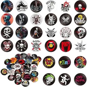 BY-BR71 SP 30 Pack Band Pins Buttons 1 Inches Retro Punk Button Pin Slogans Sayings Pinback Buttons for Backpacks Bags Hat Jeans