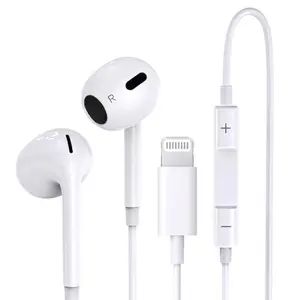Wired Earphones for iPhone Earbuds with Lightning Connector Plug&Play Built-in Microphone & Noise Isolating Headset for Music/Calls/Gaming Compatible with iPhone 14/13/12/11/XR/ XS/X/8/SE/Pro/Pro Max Ear Buds Corded, Durable White Corded Ear Buds