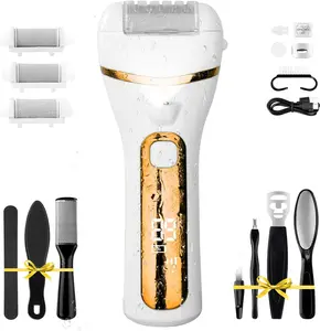 Electric Foot File Pedicure Kit - Rechargeable Callus Remover with 3 Grinding Rollers & Full Foot Care Tools for Salon-Quality Smooth Feet