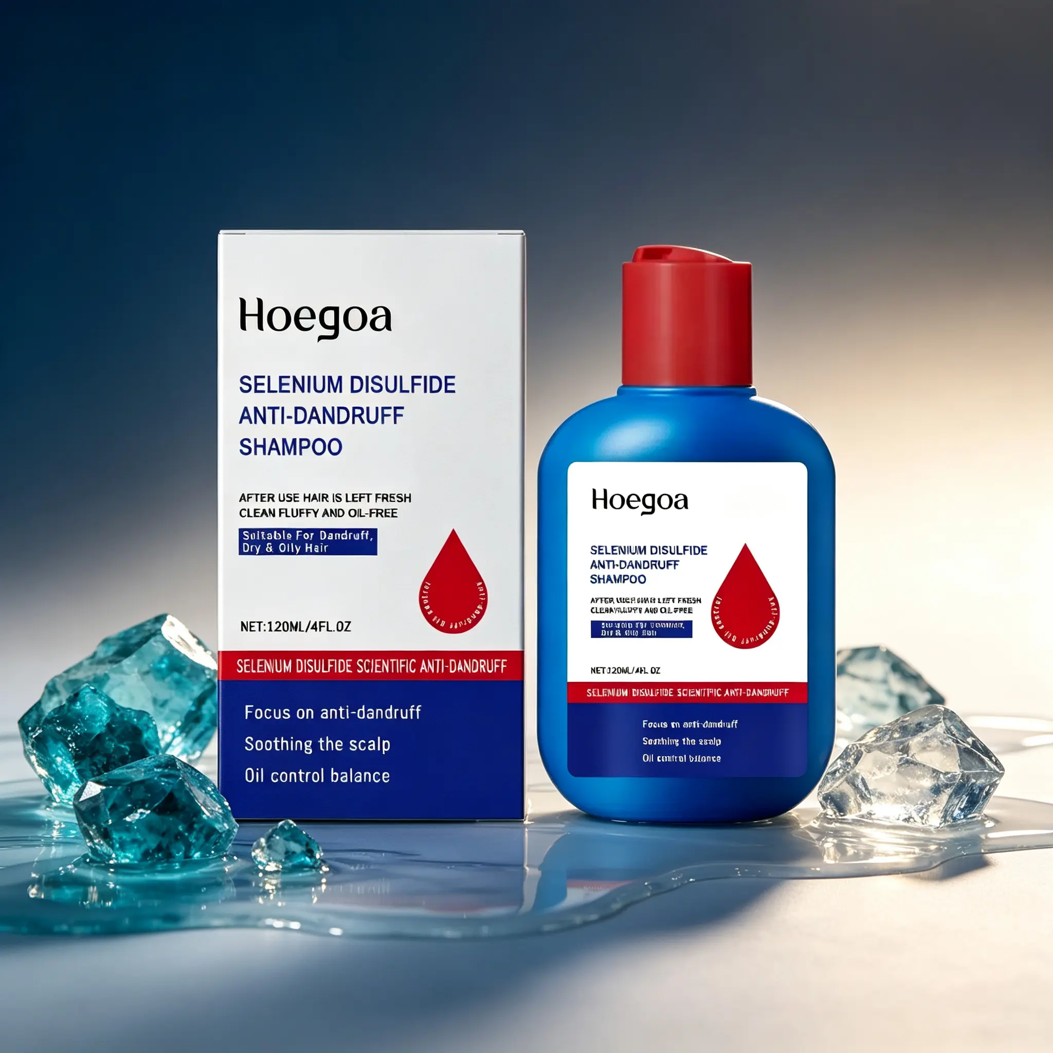 HOEGOA Anti-Dandruff Shampoo for Men Women – Dry Oily Scalp Flake Control – Deep Cleansing & Scalp Soothing – 120ml