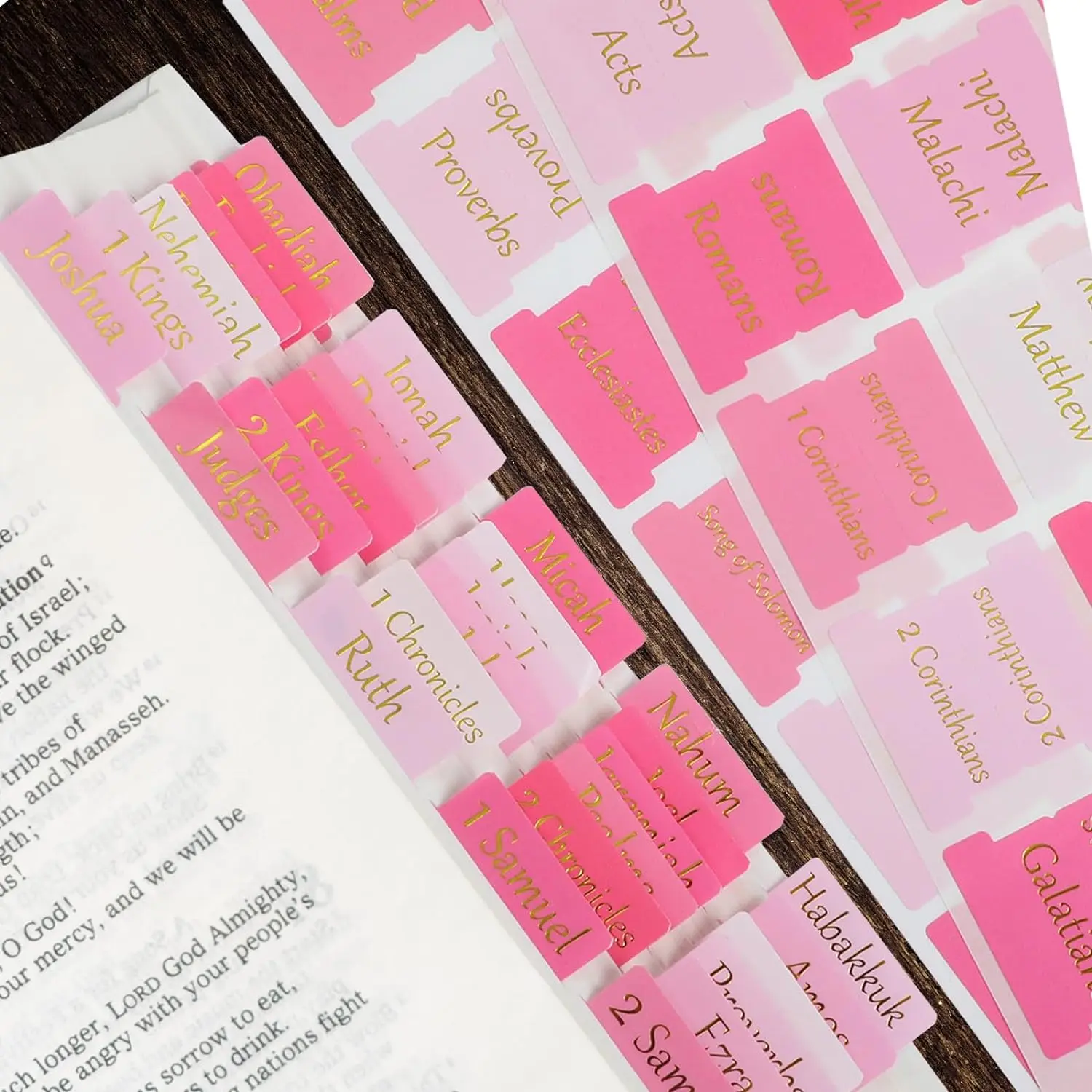 96 count  Tabs, Pink  Tabs for Women Large Print  Tabs for Study   Foil  Book Tabs for Old and  Testament, 30 Blank  Index Tabs