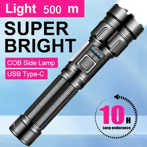 1 Powerful Tactical Rechargeable LED Flashlight - 7-Mode High Brightness, COB Work Light, Handheld Design - Perfect for Emergency Situations, Hiking, Camping, and Outdoor Adventures rechargeable flashlight flashlight Multipurpose Rechargeable