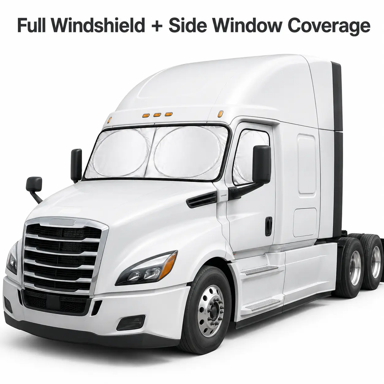 Windshield Sun Shade for Semi Truck Windshield | Large Coverage Foldable Front Window Sunshade | Heavy Duty UV & Heat Reflective Sun Visor