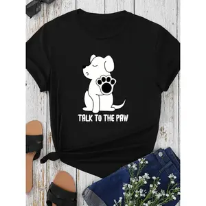 100% Cotton Women'S Casual Short Sleeve T-Shirt With Cute Puppy Print & "Talk To The Paw" Slogan - Soft Pink Round Neck Summer Top, Machine Washable, Ladies T Shirts, Everyday Apparel, Relaxed Fit Tee, Comfortable Fabri Golf Gift T-Shirt For Men And Women