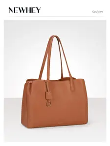 Women's Laptop Bag 15.6 Inch Women's Bags PU Waterproof Large Tote Bag Business Briefcase Work Travel Brown, Trendy Commuter Bag