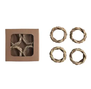 Set/4 Braided Seagrass Napkin Rings