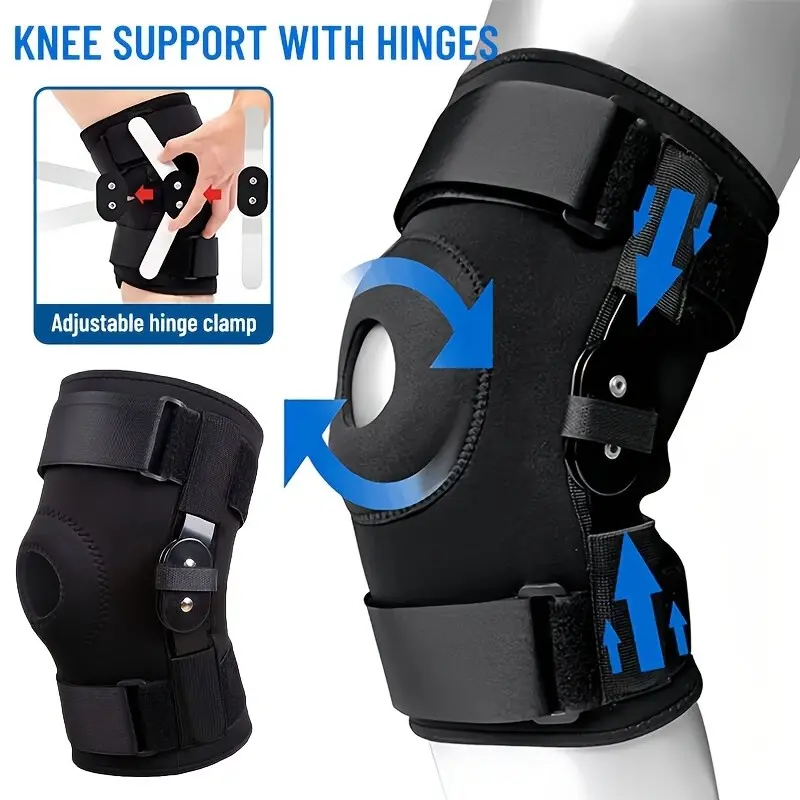 Hinged Knee Fixation Brace, Removable Metal Hinges, X-Shape Adjustable Straps, Lateral Stabilizer, Front-Back Force Line Stabilization, Knee Supports, Knee Supporter