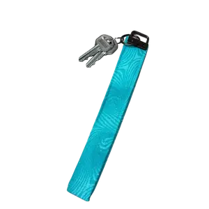 Teal Fabric Key Fob Wristlet Keychain Handmade Turquoise Key Holder with Durable Metal Hardware & Subtle Swirl Pattern for Everyday Use